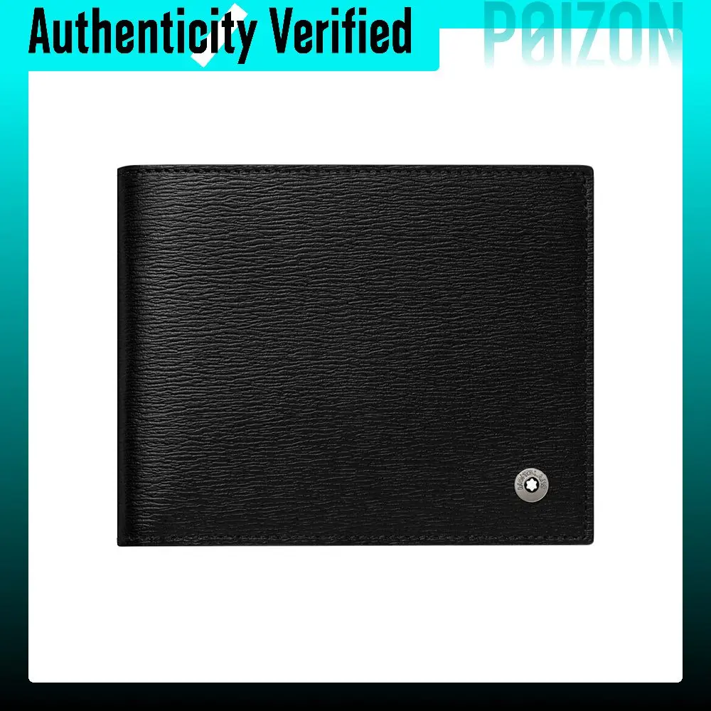 MONTBLANC Grain Cow Leather Wallet Men's Black 114686