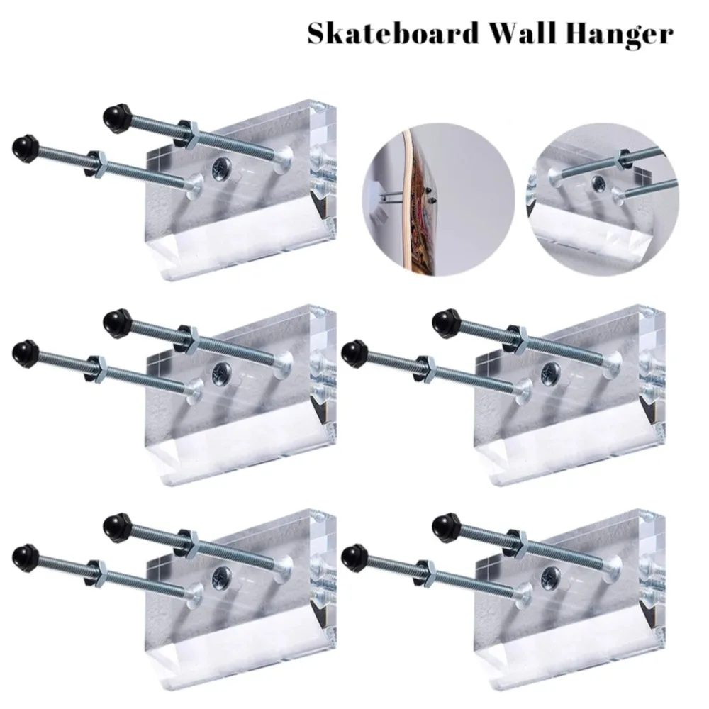 1PC Skateboard Wall Hanger Wall Mount Skateboard Storage Holder Acrylic Skateboard Wall Storage Rack for Skateboard Lovers