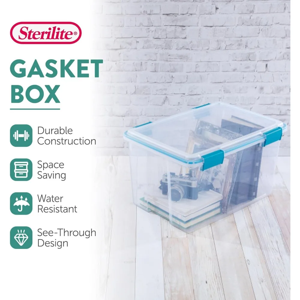 Cajas de almacenamiento apilables con asa de 2 capas, paquete de 12, transparentes con pestillos de colores para organización del hogar y la oficina