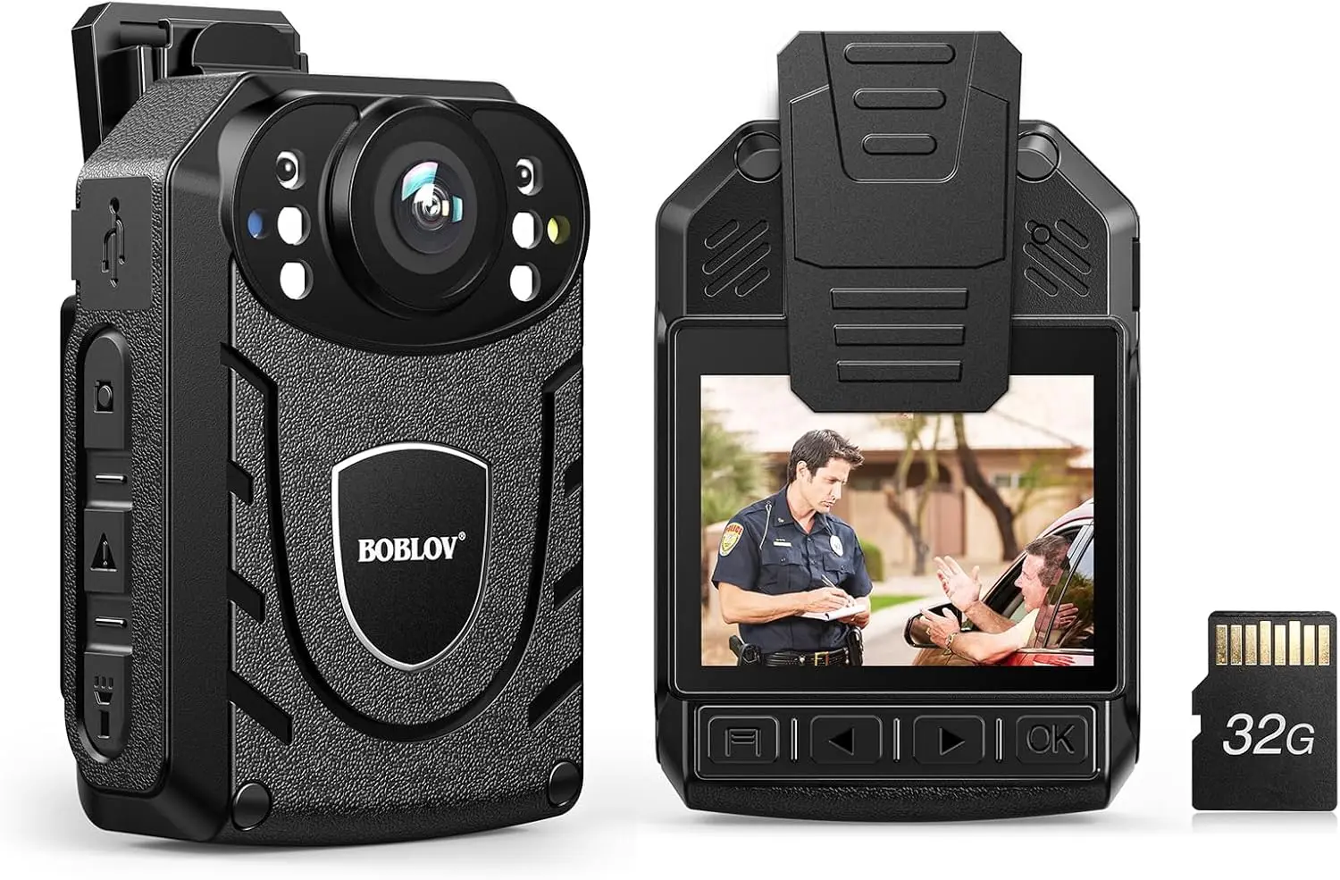 

BOBLOV KJ21 Police Body Camera 1296P HD ,10Hrs Recording, Night Vision, Lightweight Portable Wearable Cam for Outdoor Security