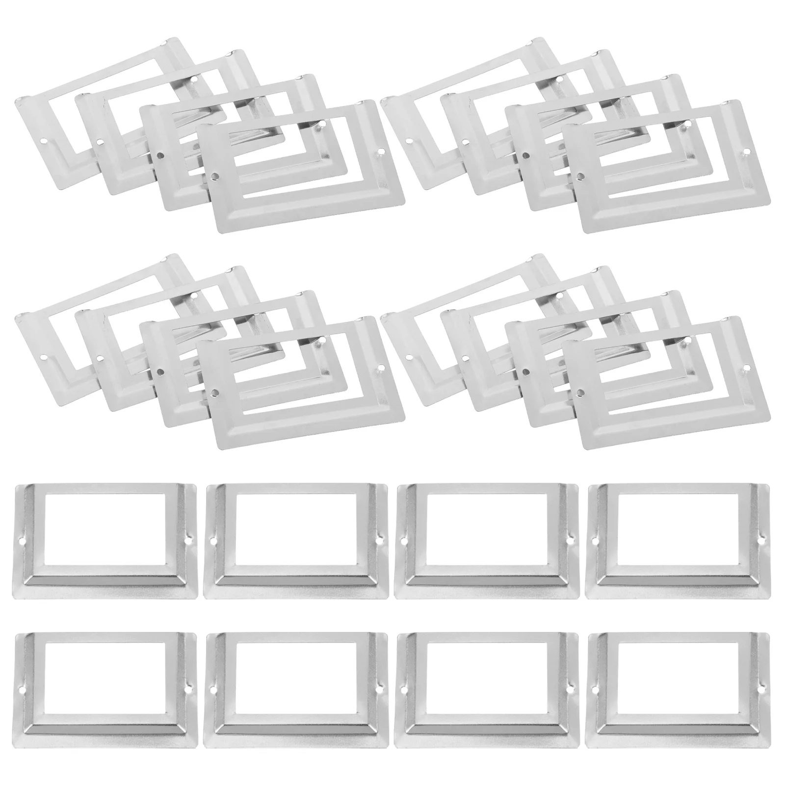 

24pcs Metal Label Holders Drawer Vintage Iron Box Clasps Durable Handles For Storage Shelves File Cabinets Wire Shelf Labels