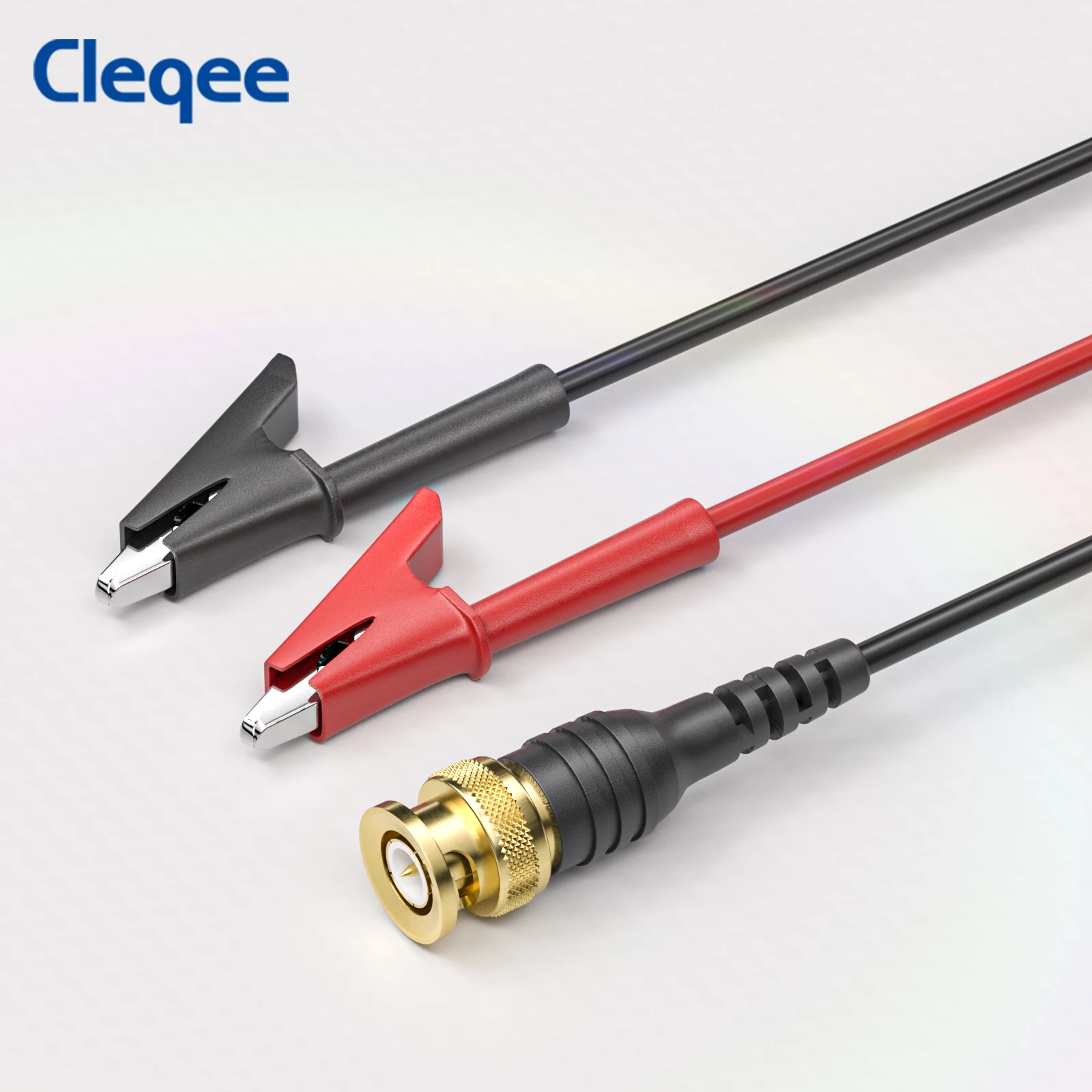 Cleqee P1061 BNC Test Lead Copper Gold-Plated BNC Male Plug to Dual Heavy Duty Alligator Clips Test Cable for Oscilloscope