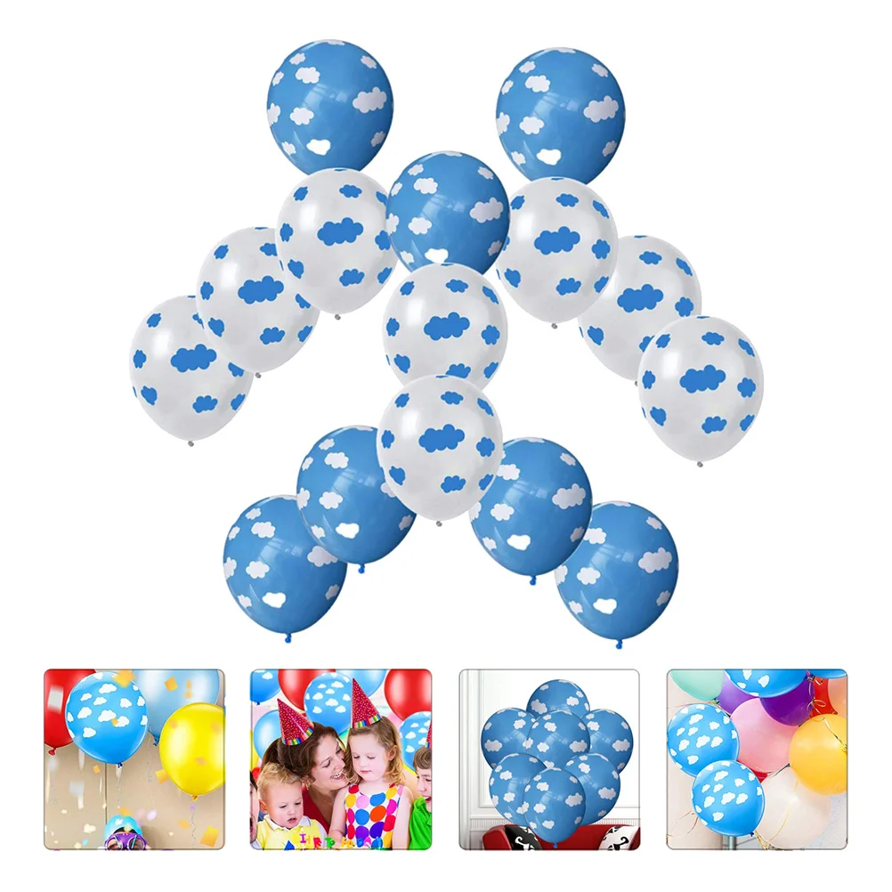 

1Set Blue Printed Latex Balloon Set Beautiful Party Balloon Supplies Perfect for Holiday Party Wall Window Ceiling