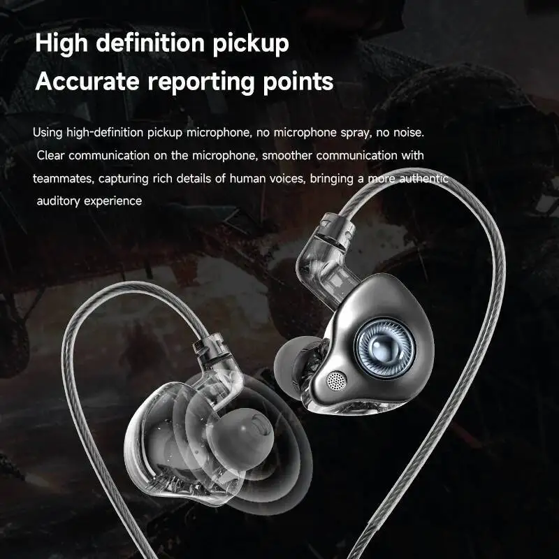 

MMCX Interface Pluggable&Cable Changing Wired Earphones with Mic 3.5mm&Type-C Port In-Ear Esports Gaming Noise Reduction Headset