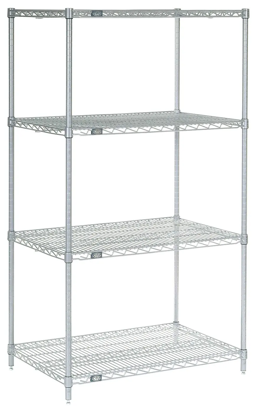 Poly-Z-Brite Adjustable Wire Shelving Unit, 4 Tier, Heavy Duty Organizer Rack Multi-Purpose Storage Shelf, 14