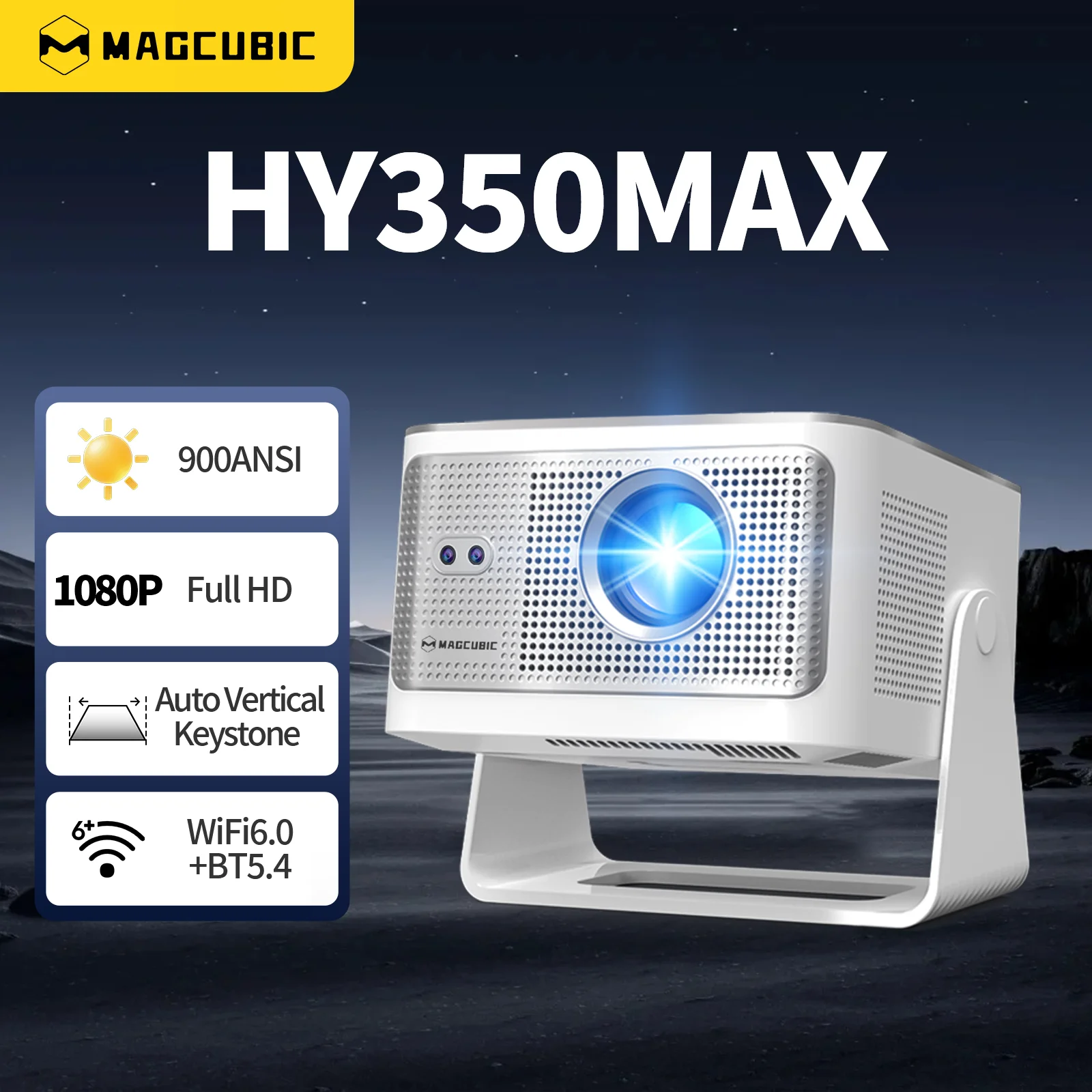 Magcubic HY350Max Outdoor Projector Movie Android 14 900ANSI Auto Focus 8K Native 1080P Support Wifi6 BT5.4 Portable Projector