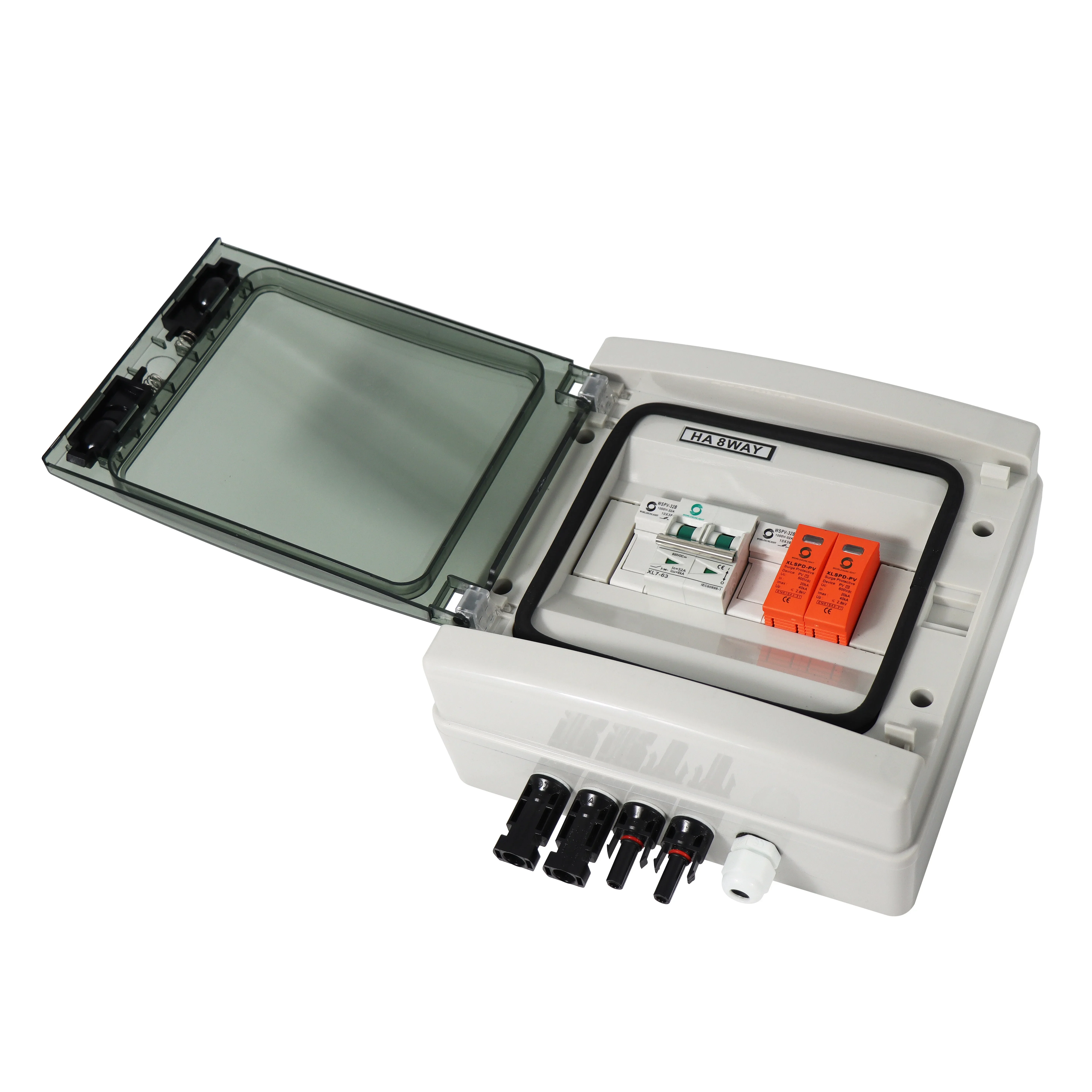 WSDB-PV1/1 IP65 1 in 1 OUT 1 scatola combinatrice per array fotovoltaico solare 3KW 16A 500V DC