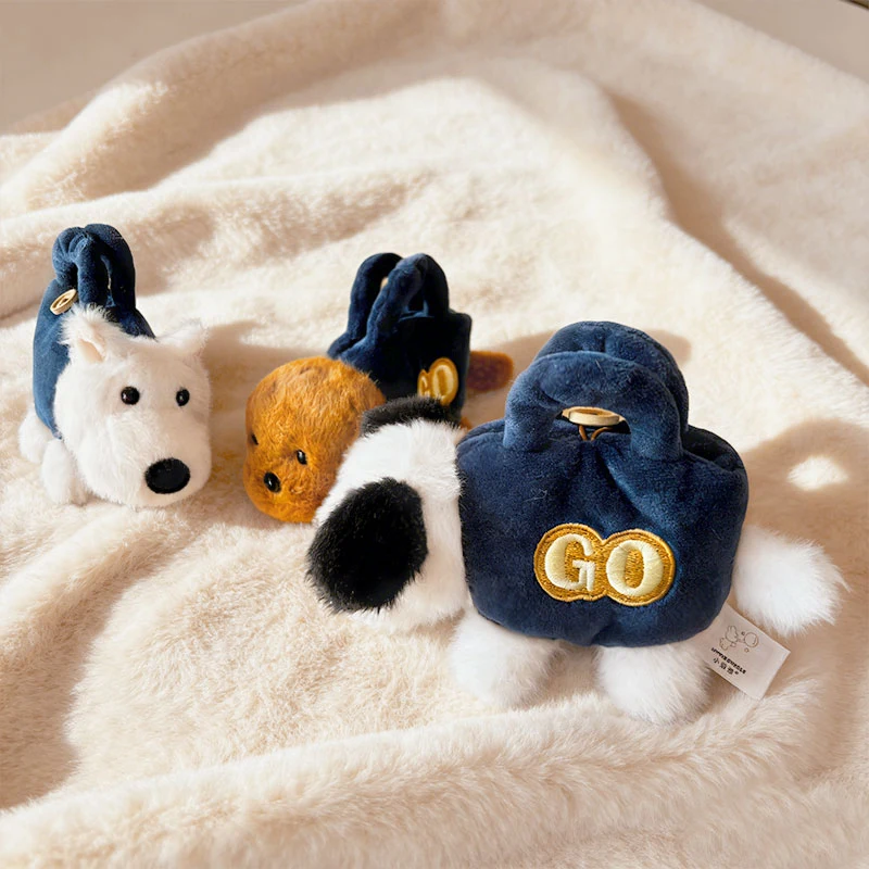 Bolsa de Moeda de Pelúcia de Cachorro Cartoon Fofa, Portátil e Leve, Bolsa de Chaves e Fones de Ouvido para Meninas