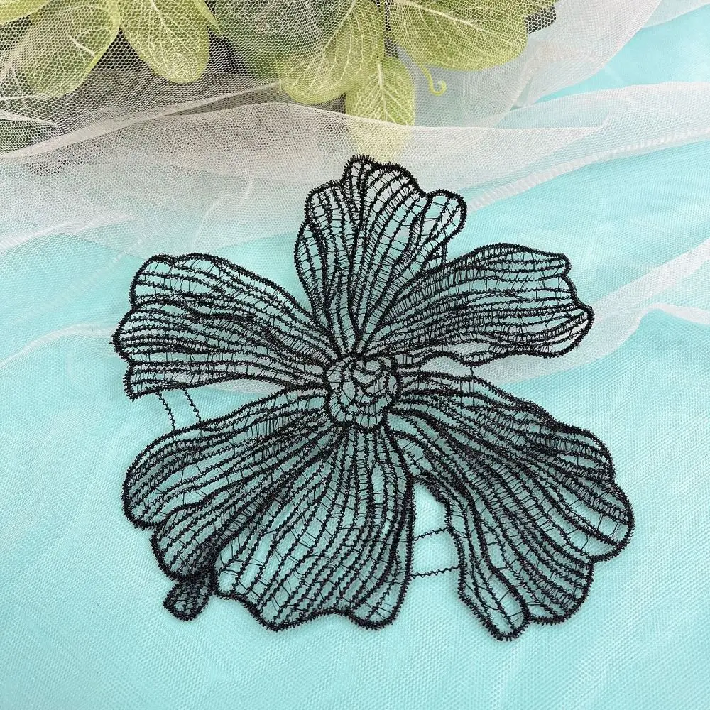 Wedding Dress Lace Fabric Flower Applique DIY Crafts White Cloth Patch Black Handmade Cloth Applique Dressmaking