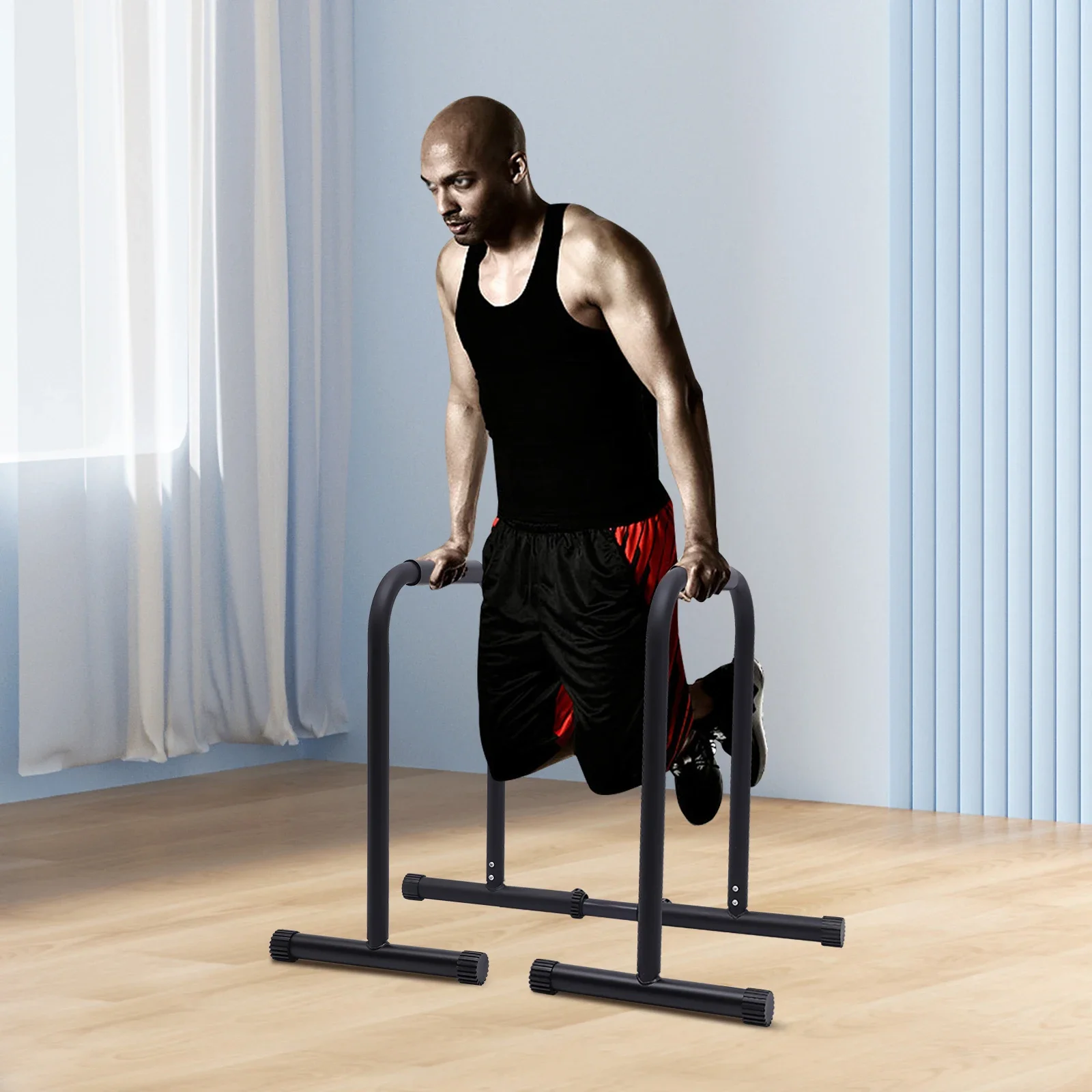 New Height Adjustable Parallel Bars Exercise Dip Rack Portable Indoor Strength Trainer Body Building Parallel Bars