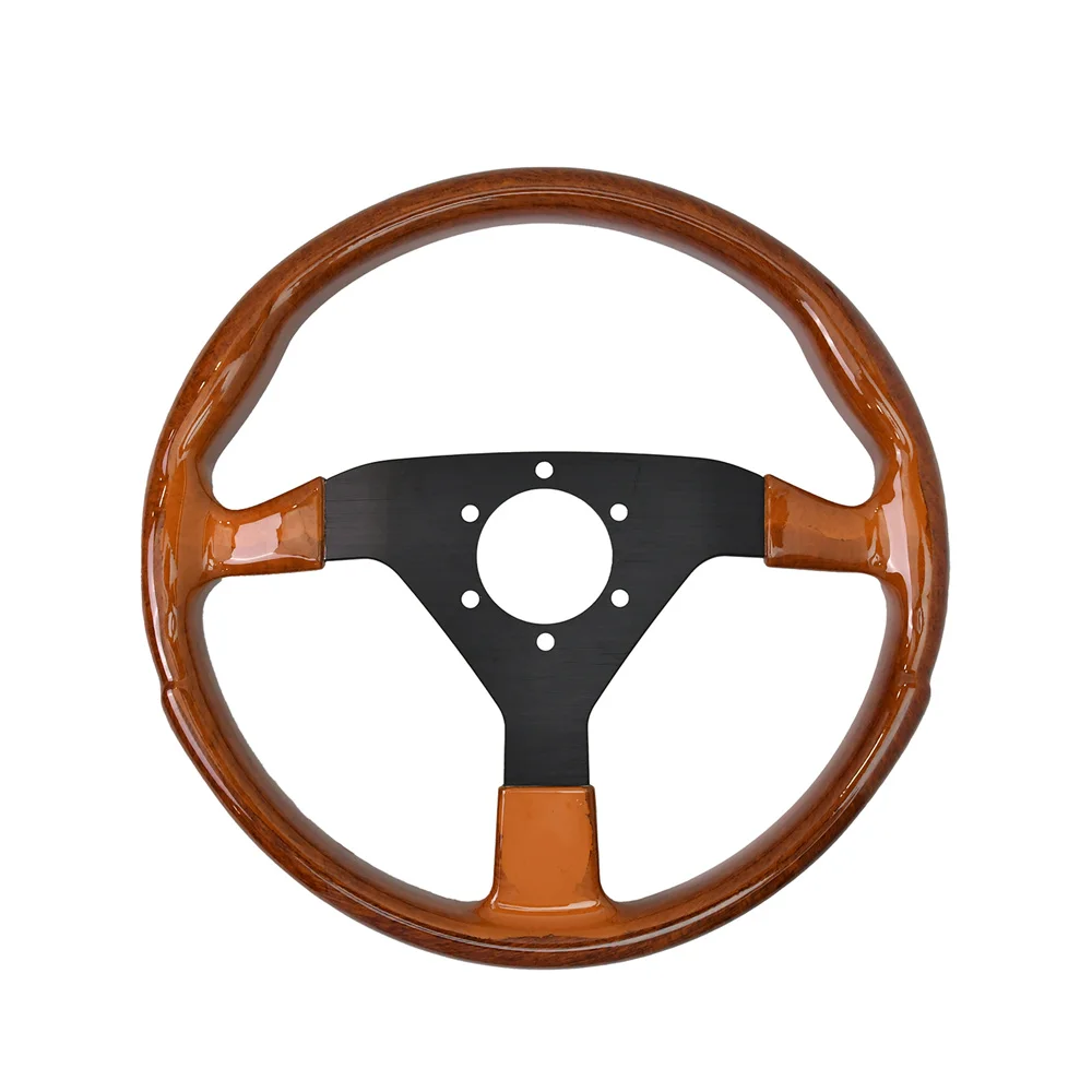 M Brand 350mm Universal Wood Grain ABS Steering Wheel 5mm Falt Bracket Simulation steering wheel