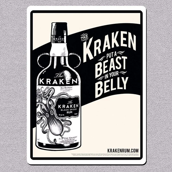 Letrero Metálico Vintage de Ron Kraken