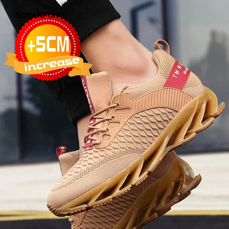 Zapatillas de deporte Lift Man, zapatos con elevador, zapatos con aumento de altura para hombre, zapatos deportivos informales sin cordones de malla de 7cm, cómodos de diseñador