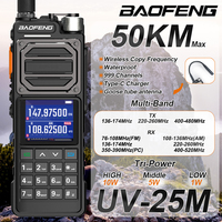 BAOFENG NEW Upgrade UV-25M Walkie Talkie 50KM Tri-Power Wirless Copy Frequency Multi-Band Type-C 999CH AM FM 2 Way Ham Radio PRO