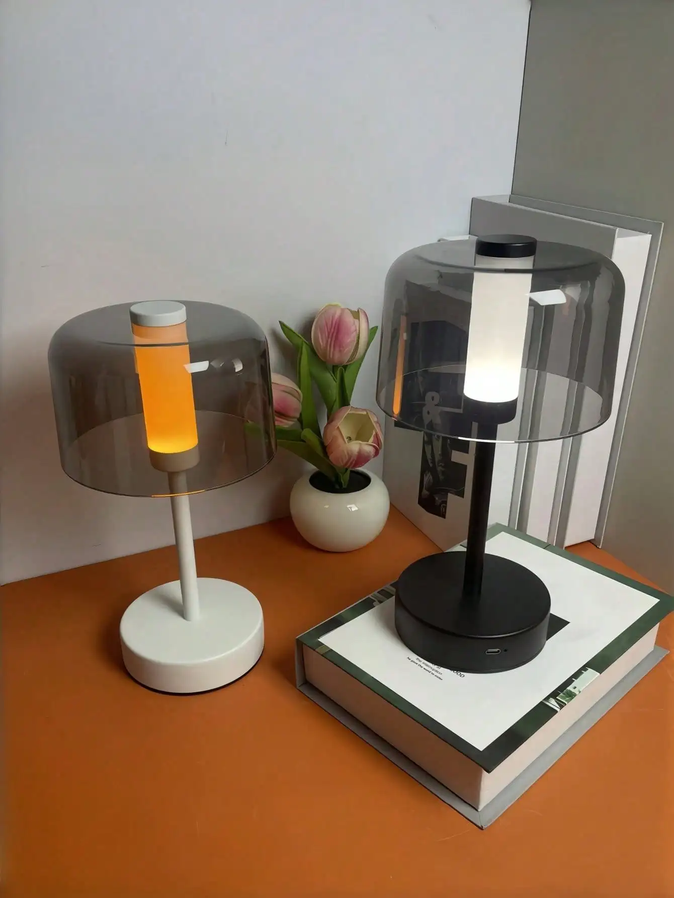 

Metal & Acrylic LED Lamp: 3-Color Touch Dimming, Rechargeable for Home, Camping & Holiday Gifting