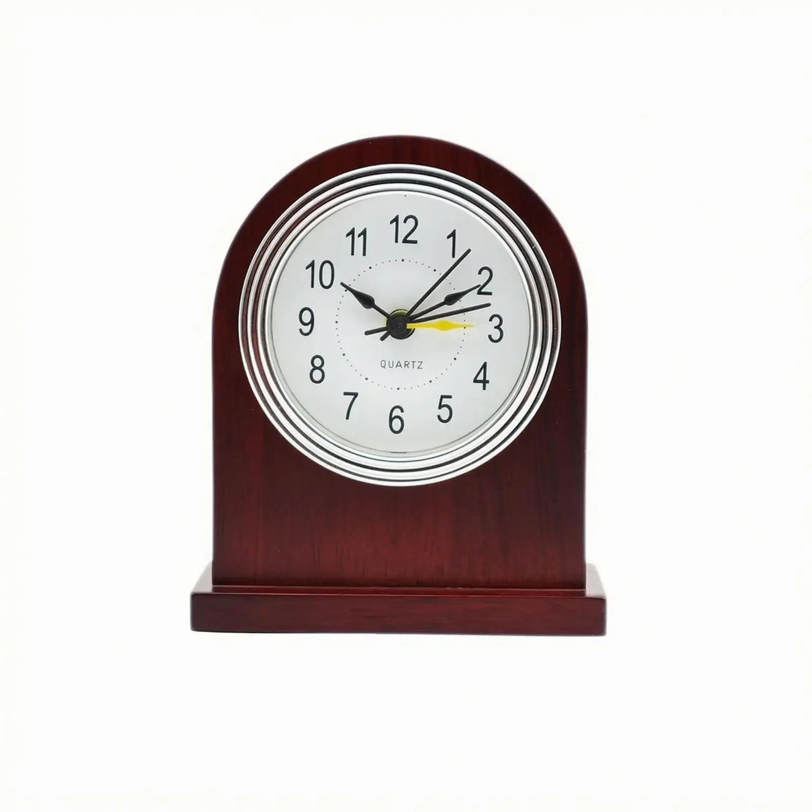 Wooden Frame Alarm Clock with Aluminum Dial for Bedroom Tabletop Home Office Use