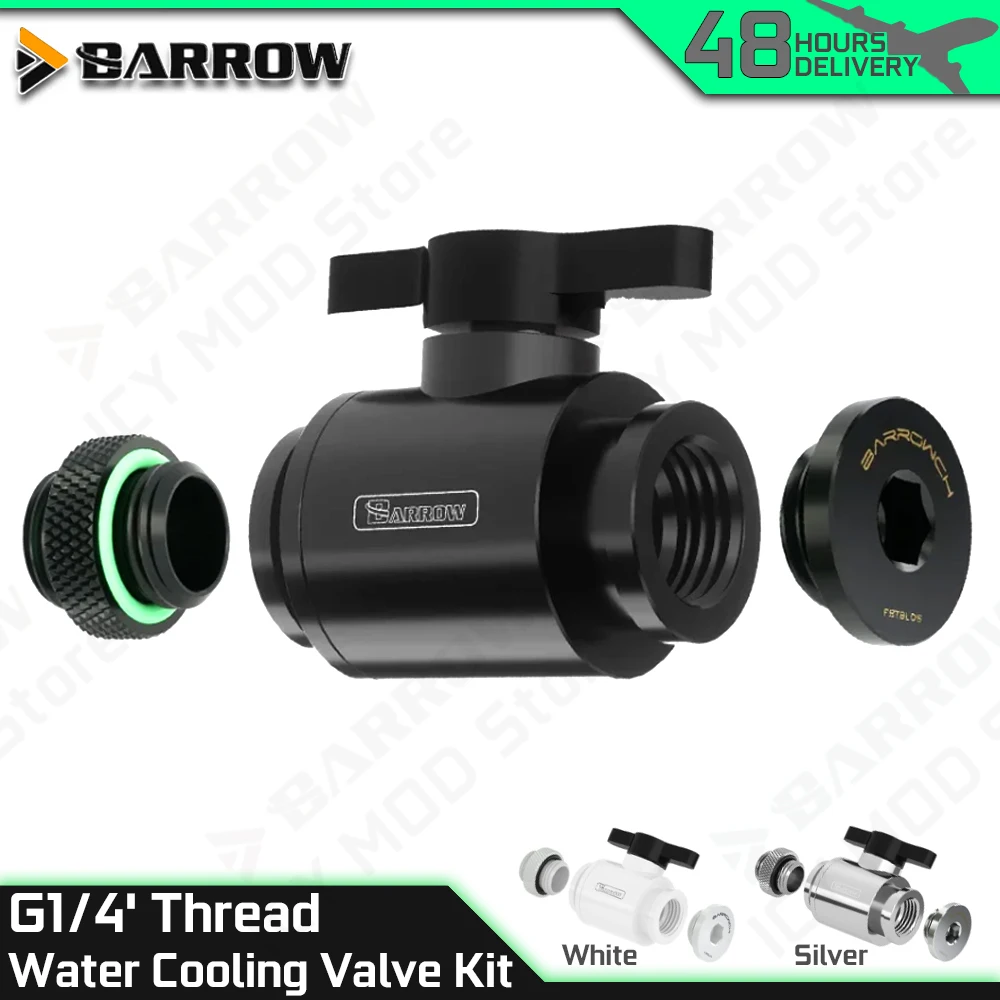 

Barrow Water Valve Kit Switch Plug Male To Male Connector Combo TLQFS-V1 Double Inner G1/4 Thread Water Cooler Connector