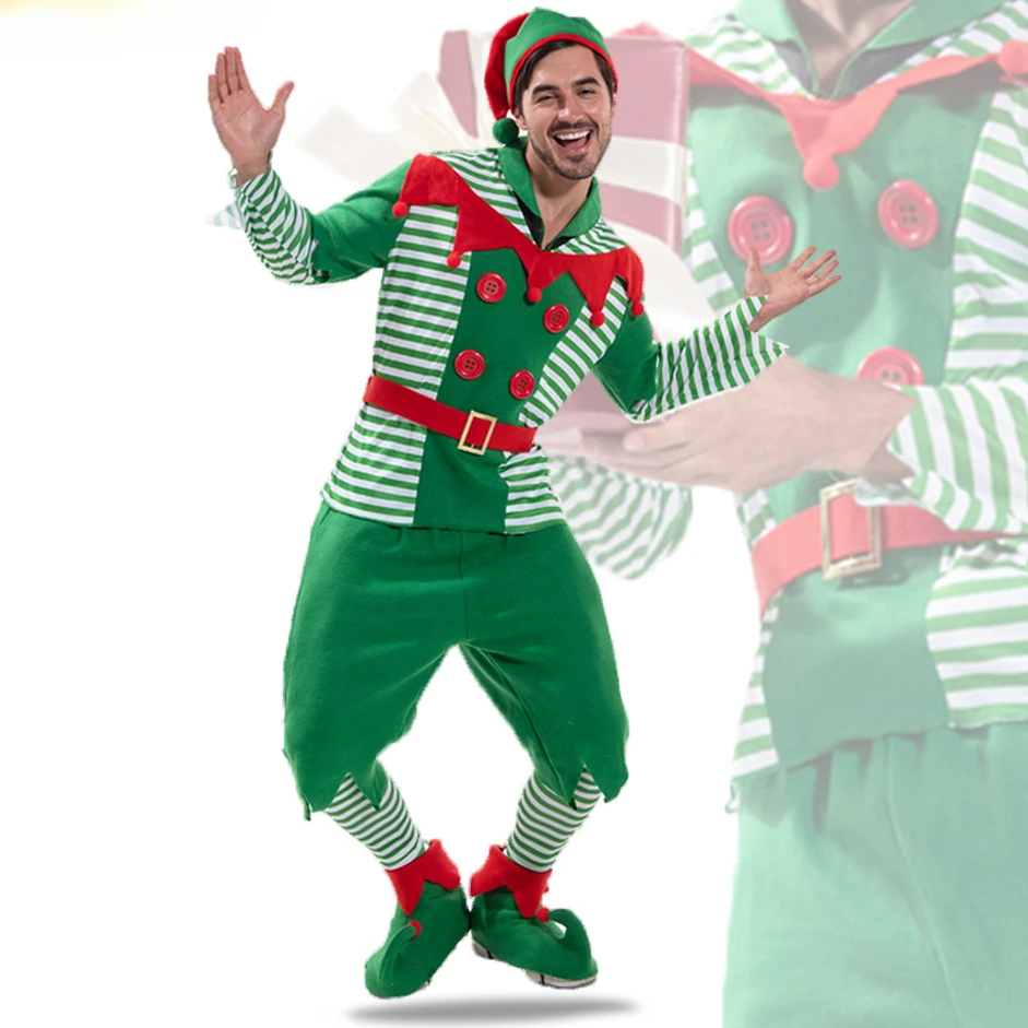 Costume d'elfe de Noël pour adultes, père Noël, cosplay familial, fête de carnaval, nouvel an, tenues assorties, ensembles de olympiques de cosplay, hommes