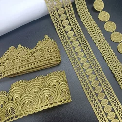 5 Yards High Quality Pretty Gold Lace Trim Braid Lace Fabric DIY Garment Accessories Skirt Cutout Embroidery Lace Trim