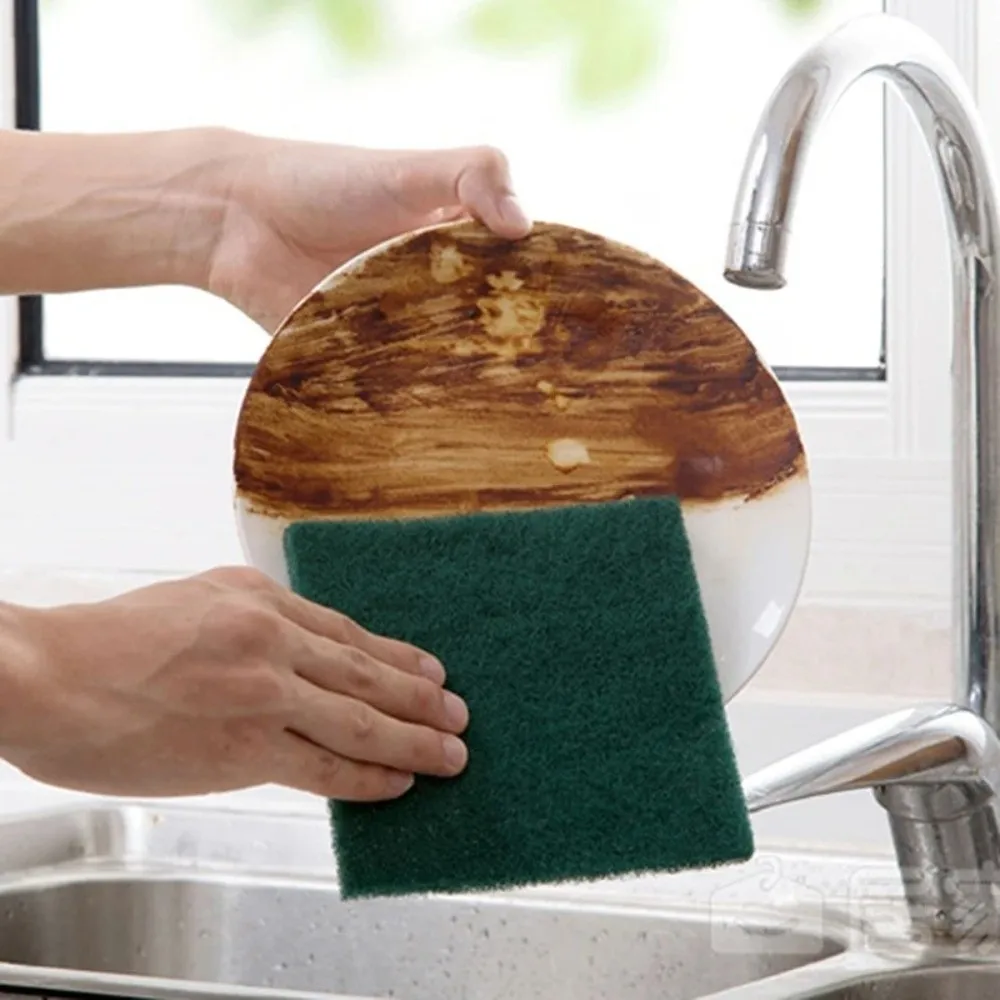 5/10 Pcs Double Sided Scouring Pads Reusable Anti-scratch Scrub Pads Washable Thickened Dishwashing Cloth Non-Stick Pans