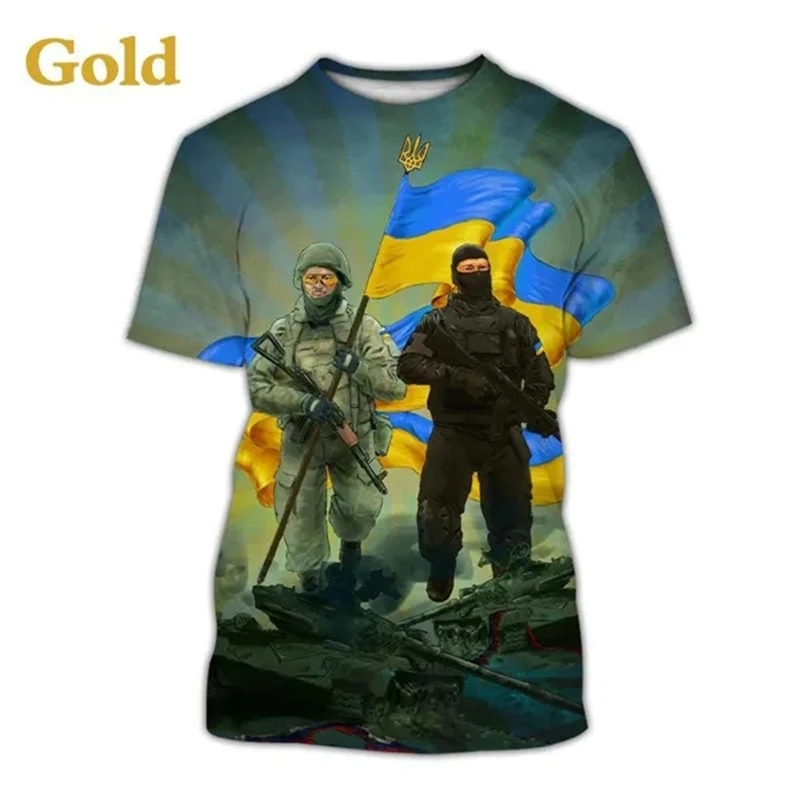 New I Love Ukraine Patriotic Theme Clothing 3D Printed Men's And Women's Casual Short-sleeved Ukrainian Flag Unisex T-shirt Tops