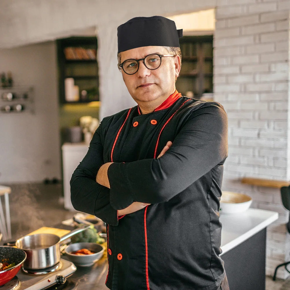 Chapeaux de Chef unisexe, 2 pièces, couvre-chef de cuisine respirant en coton réglable, casquette de cuisine professionnelle, casquettes de Chef noires pour restauration