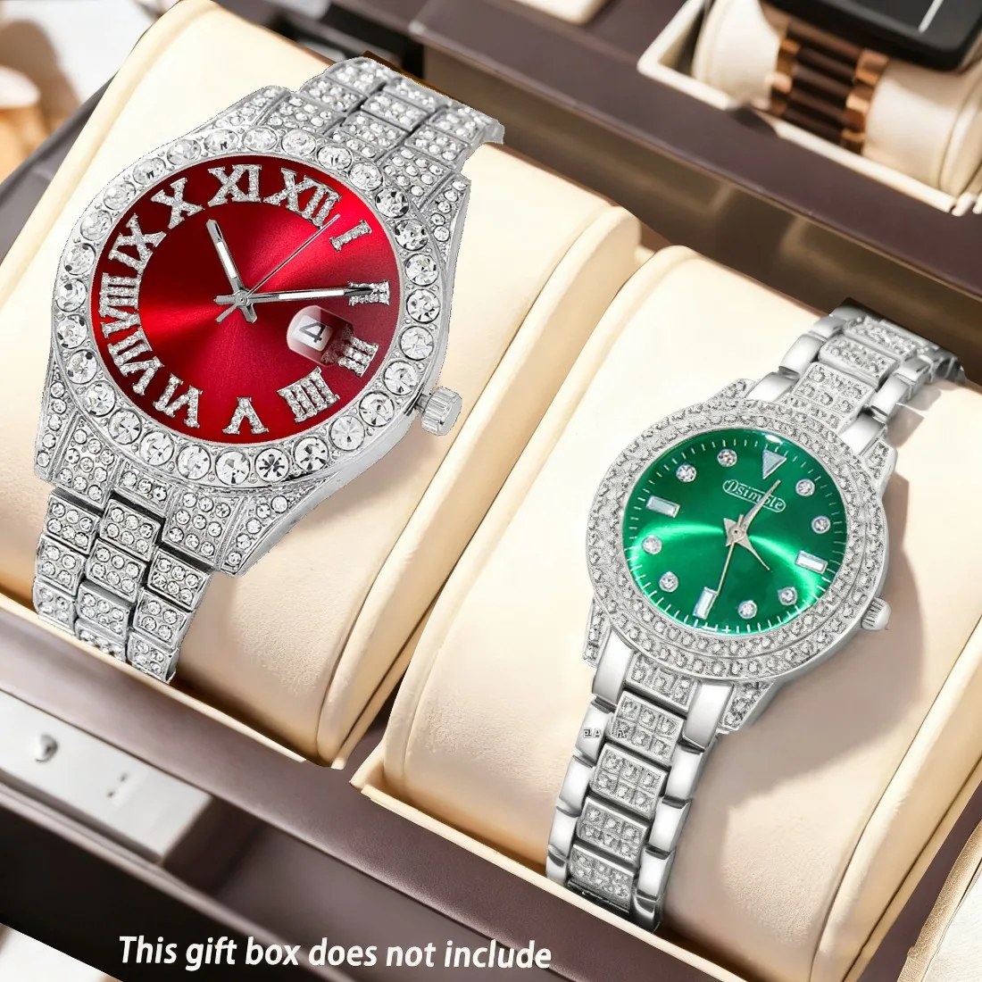 ساعات الزوجين، طقم ساعات فاخر مكون من قطعتين، كلاسيكي بسيط، قرص كبير، كاجوال، متعدد الاستخدامات، كوارتز، مجموعة كومبو، هدية العيد