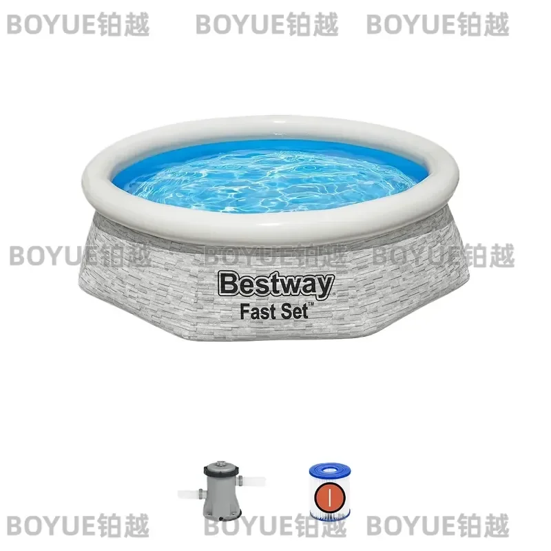Round Inflatable Above Ground Swimming Pool Set for Backyard Outdoor Use Large Capacity Water Frame Easy Setup Family Fun