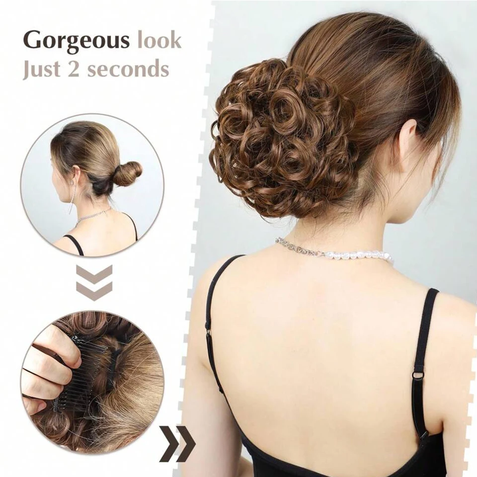 Peine grande sintético con Clip para extensión de cabello rizado, piezas de cabello moño, cubierta Updo para mujer, extensión de cabello, moño
