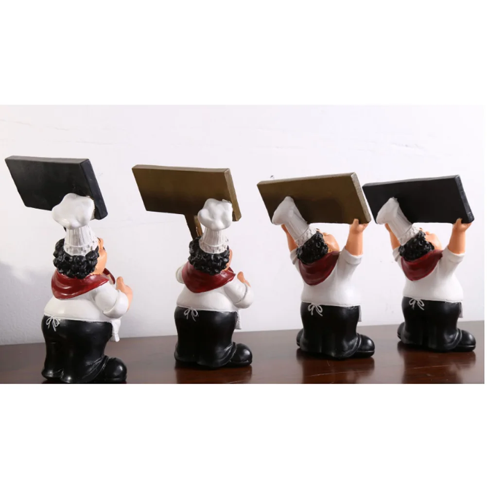 

Small Resin Blackboard Chef Figure Ornament Handmade Resin Decorative Stand for Western Restaurant Doorway Restaurant Decorative