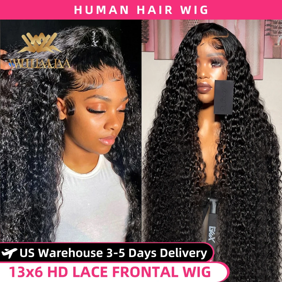 Perruque Lace Front Wig Deep Wave Naturelle Bouclée HD, Cheveux Humains, Pre-Plucked, 13x4, 13x6, 40 Pouces, 360, pour Femme