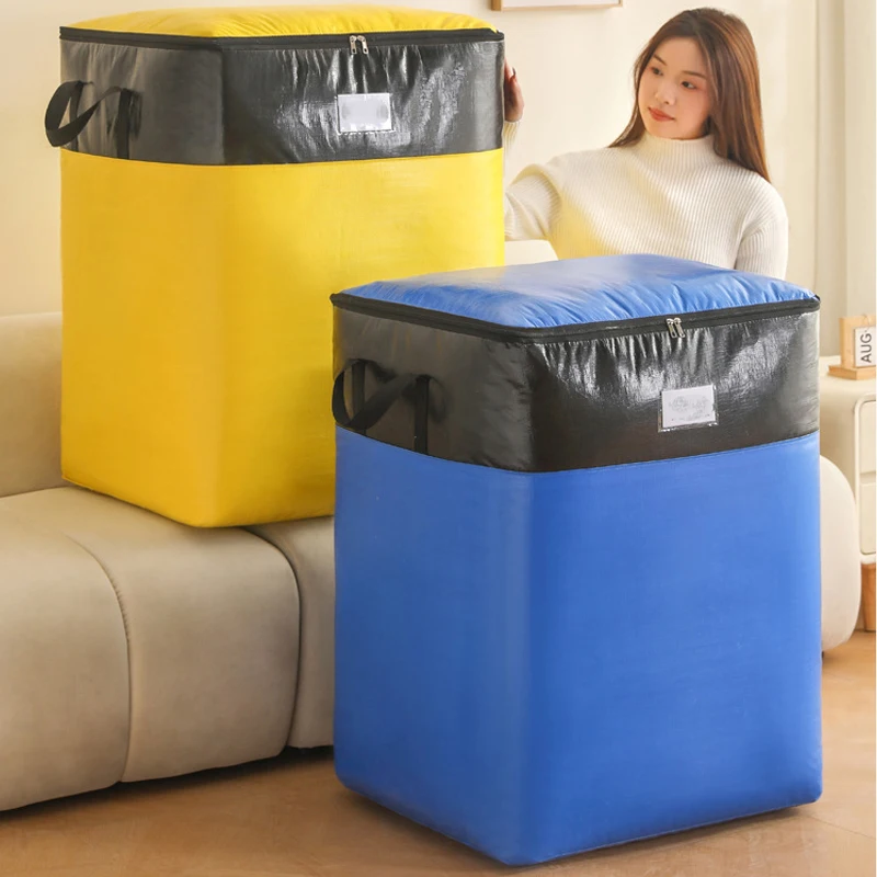 Waterproof Woven Bag Thickened Eco-friendly Large Capacity Luggage Bag Transfer Storage Wear-resistant Bag Foldable Moving Bag