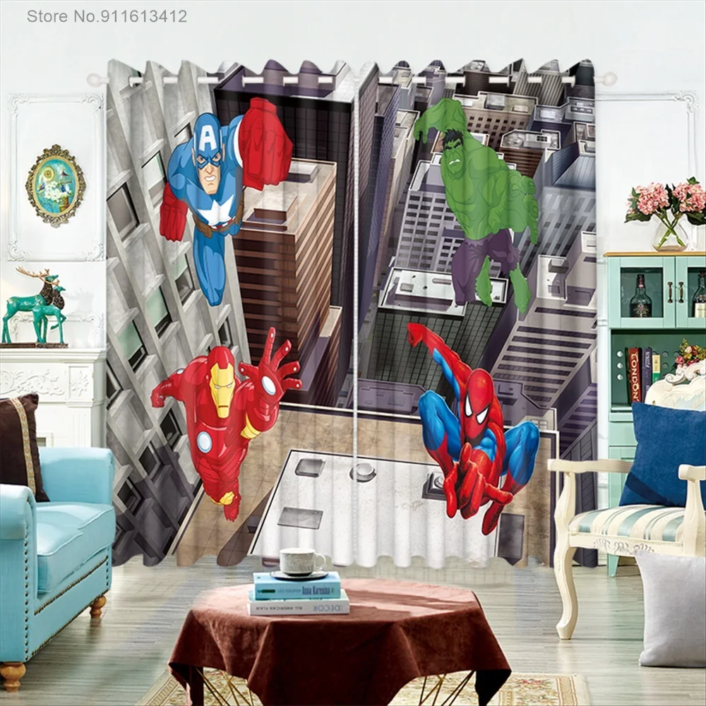 The Avengers Captain America Irons Men Blackout Curtain Cartoon Window Drapes Bedroom Children Room Decor Boy Kids Gifts