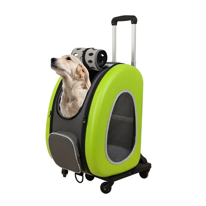 Trolley Dog Stroller for Outing Large Capacity Foldable Breathable Car Cat Bag Pet Carrier Stroller with Removable Wheels