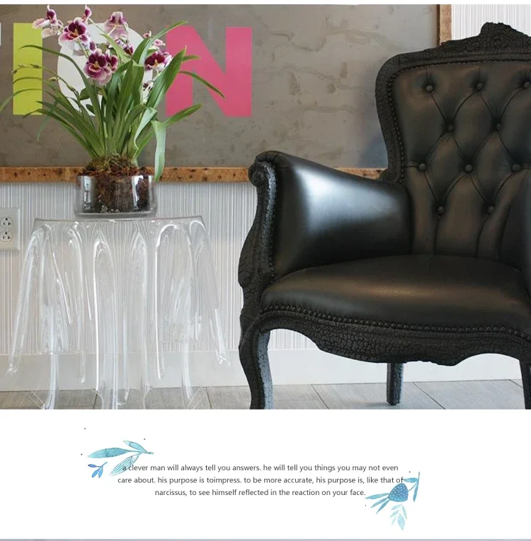 Transparent Acrylic Living Room Round Sofa Side Table Coffee Table Balcony Negotiation Side Table Cafe Transparent Side Tabless
