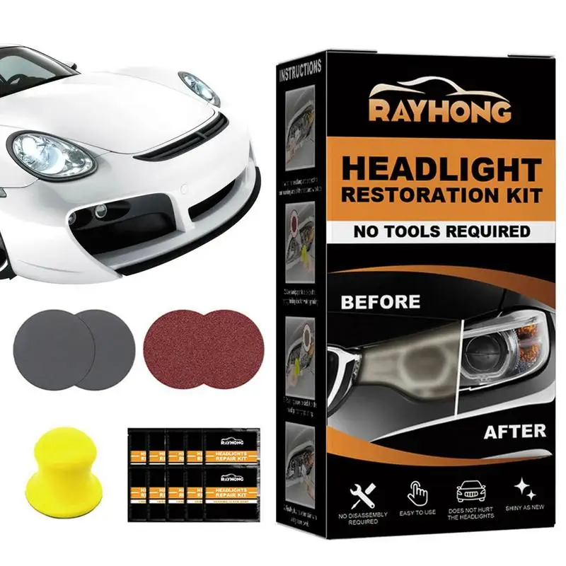 

Headlight Cleaner And Restorer Kit Ceramic Car Headlight Cleaner Headlights Polish Restore Kit No Power Tools Required For Car