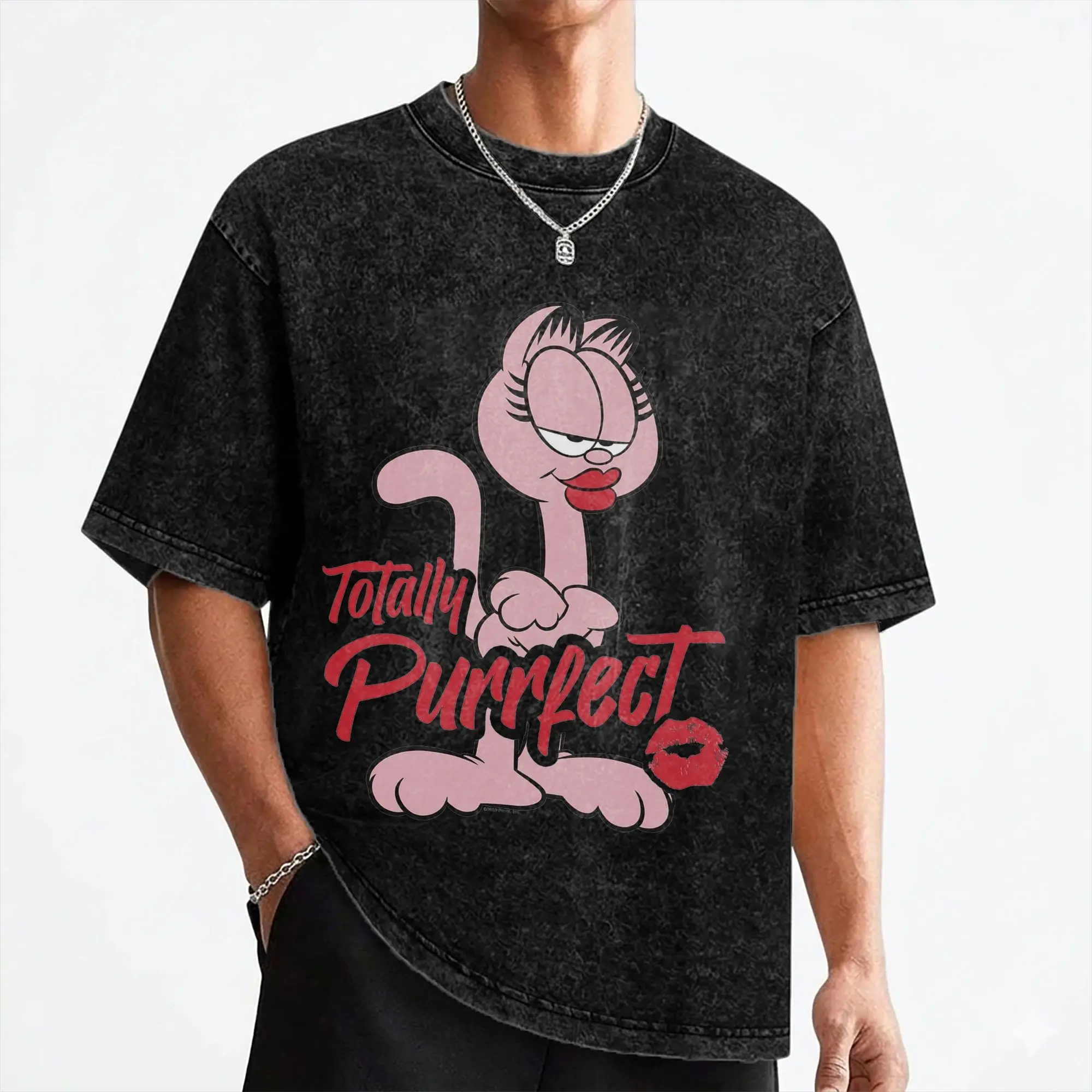 Camisetas Garfields Miss Arlene Totally Perfect Vintage lavadas para hombre y mujer, camiseta divertida de algodón, camisetas de manga corta con cuello redondo
