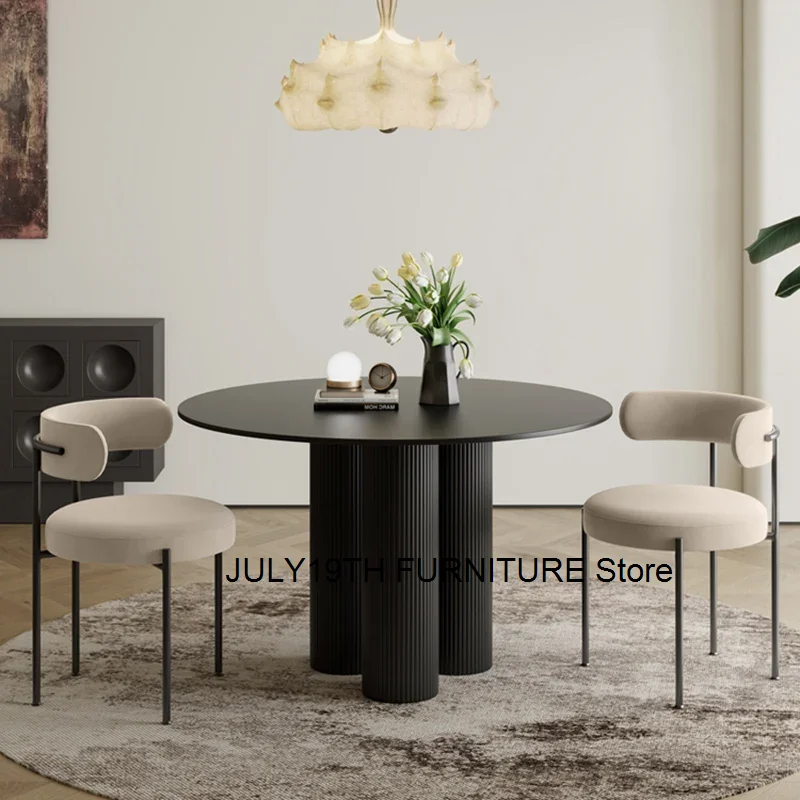 Round Dining Table Set 4 Chairs Marble Nordic Dining Table Minimalist Luxury Comedor De 4 Silla Set Furniture OK50CZ