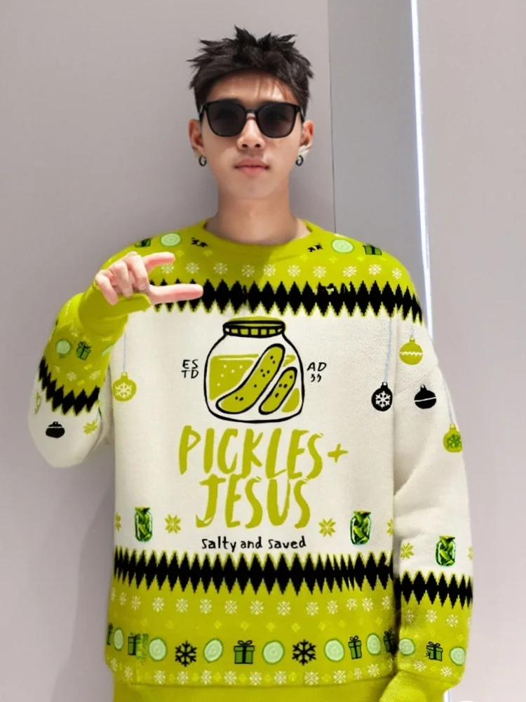 

Men's Reteo Jesus Furry Christian Sweater 2026 Autumn Long Sleeve Round Neck Harajuku Sweatshirt Fashion Chic Pullovers