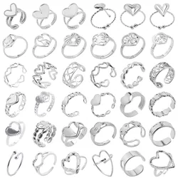 Never Fade Love Accessories Open Adjustable Stainless Steel Heart Rings For Women Men's Jewelry Silver Color Finger Ring Jewelry