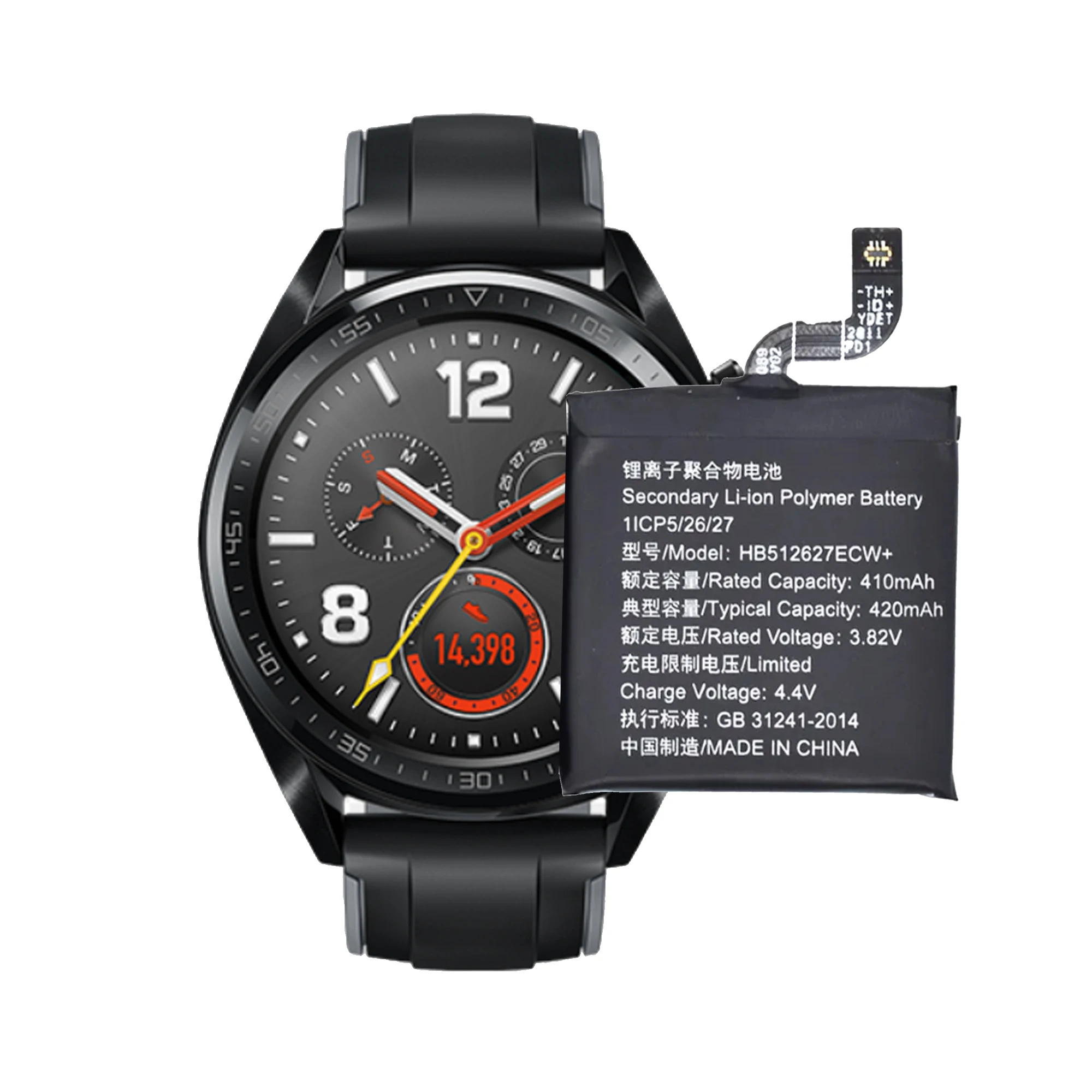 화웨이 시계 GT1 용 배터리 HB512627ECW + 배터리 46MM GT1-46mm 수리 부품 원래 용량 시계 배터리 Bateria