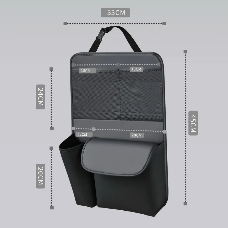 Auto-Rücksitz-Aufbewahrungstasche aus Leder, Rücksitz-Aufbewahrungsbox im Tischstil, hängende Tasche für die Autositzlehne, schmutzabweisende Matte – Detail 6