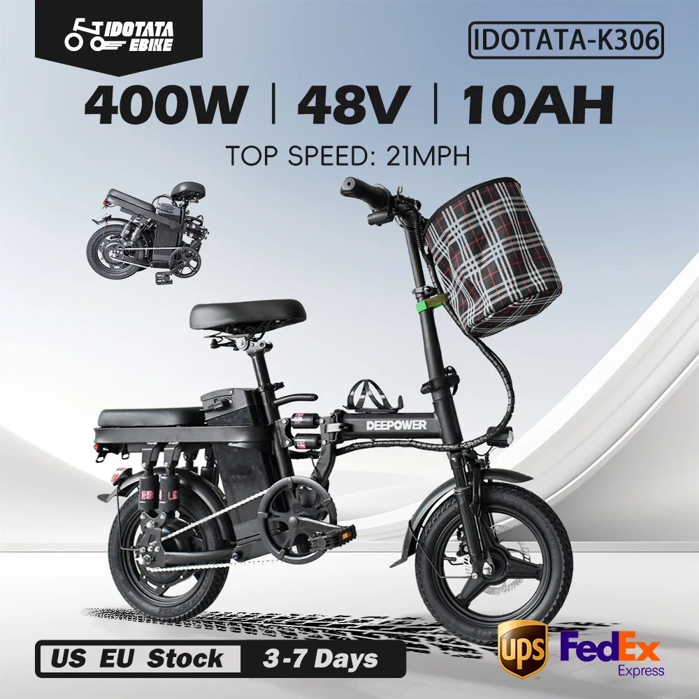 IDOTATA Ebike K100 Mini Folding Ebike for Adults, Electric Bike,Electric Bicycle with Lithium Battery,20MPH Commuting e-bike