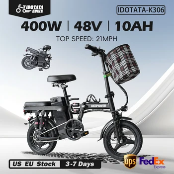 Image IDOTATA Ebike K100 Mini Folding Ebike for Adults, Electric Bike,Electric Bicycle with Lithium Battery,20MPH Commuting e-bike