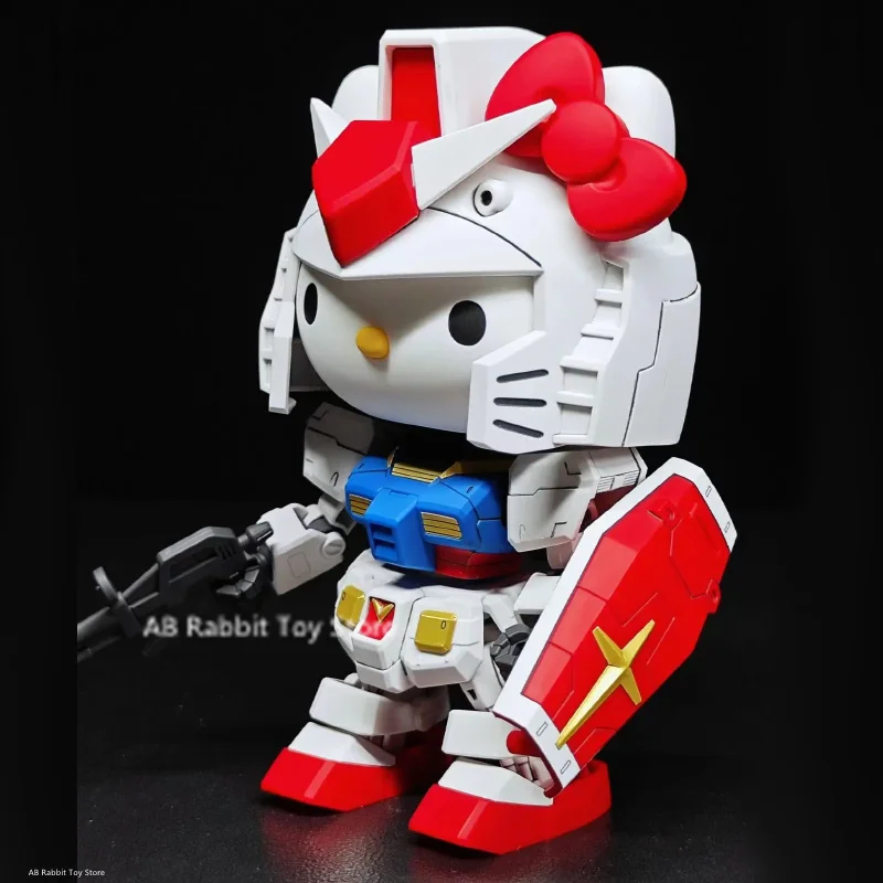 Bandai Gundam Hello Kitty RX-78-2SD Assembly Model SD Kt 012gto Anime Figures Pvc Statue Doll Collection Decor Kids Toys Gifts