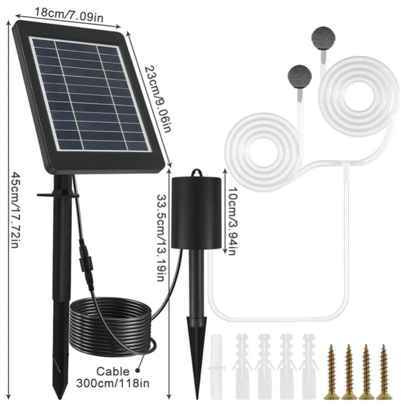Solar Hydroponics Air Pump Ground Insertion 3 Gears Solar Powered Oxygen Air Pump For Outdoor Pool