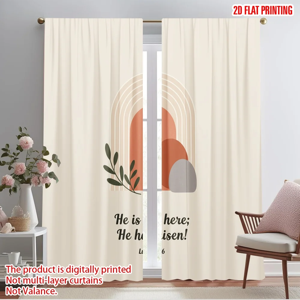 

2pcs 2D flat printing Curtains He Risen Tomb Easter Fabric Without Electricity Festive Wall Decor Perfect for Wall art Party