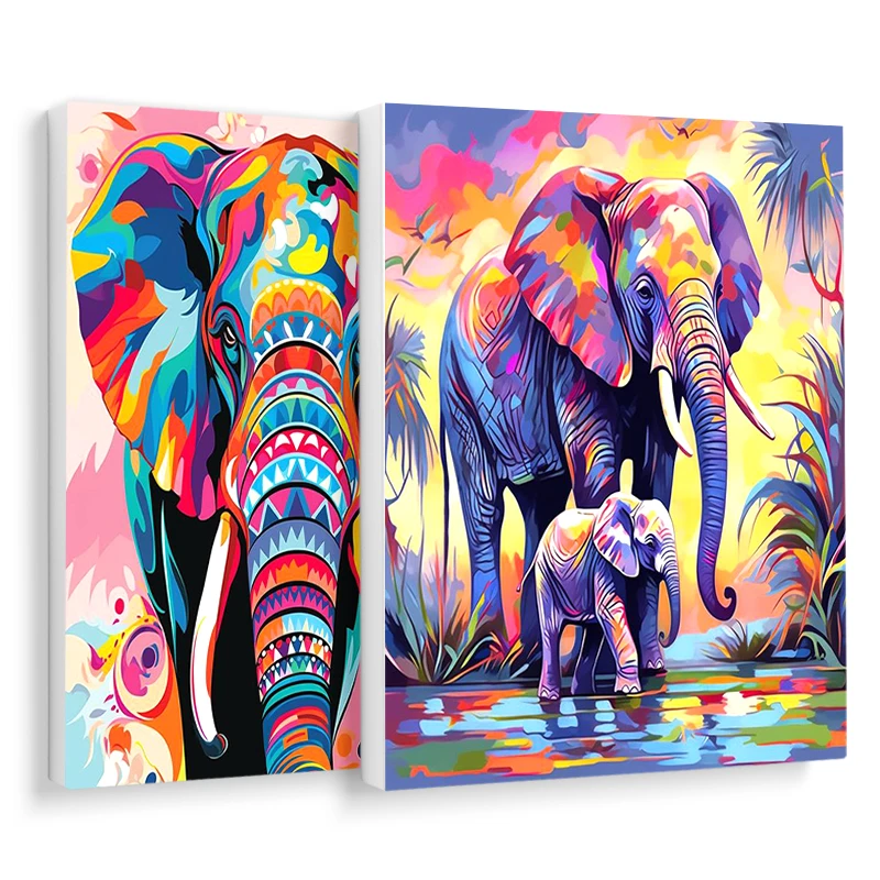 RUOPOTY Painting Kit By Number Animals Elephant Picture Paint Personalized Gift  Oil Art Crafts Frame Classic Wall Art Painting