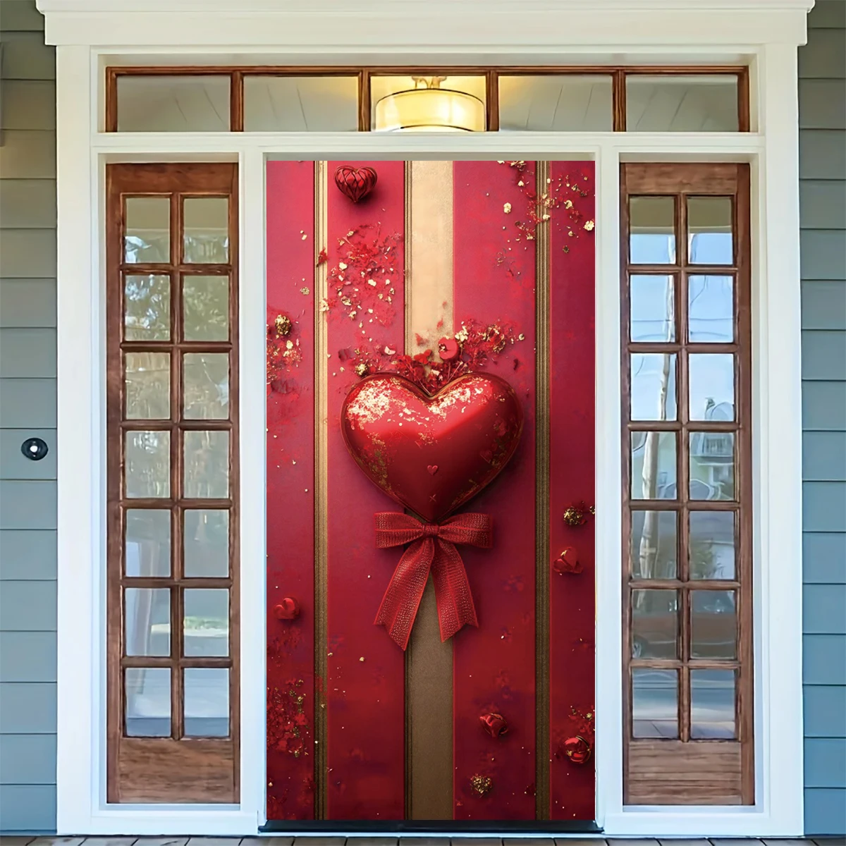 Valentine's Day Red Heart Door Cover Banner February 14th Gifts Wedding Party Home Decor Entrance Doorway Hanging Backgrounds