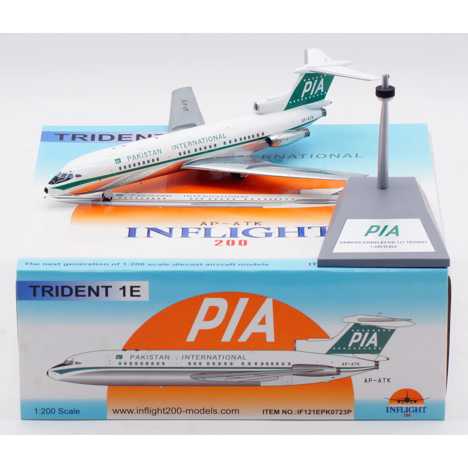 

IF121EPK0723P Alloy Collectible Plane INFLIGHT 1:200 PAKISTAN INTERNATIONAL Hawker HS-121 Trident 1E Diecast Jet Model AP-ATK